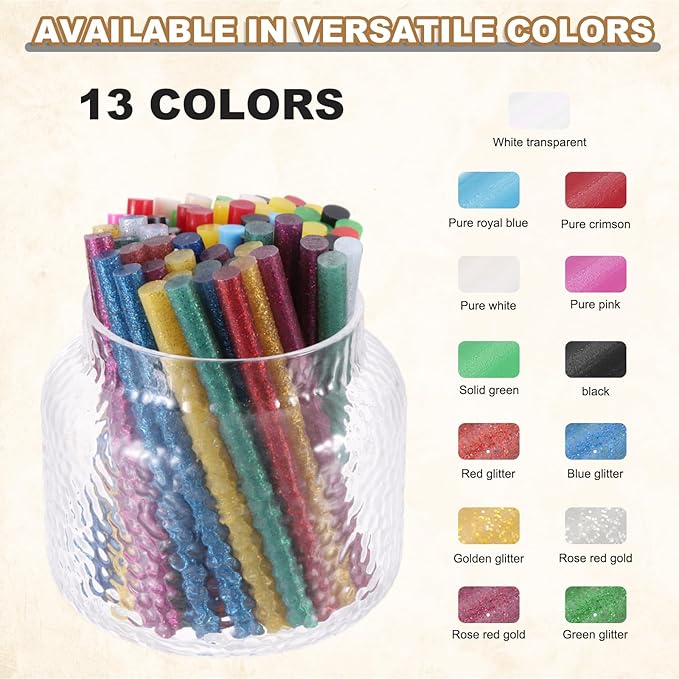 HARFINGTON 30pcs Mini Glue Stick 0.3"x3.9" High-Stick Hot Glue Gun Sticks Hot Melt Adhesive Strip for DIY Craft Sealing Repair Festival Decoration, Glitter Rose Red