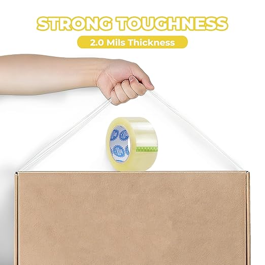 Extra Long Packing Tape 110 Yards (2X Length) - 36 Rolls Clear Heavy Duty, 2 Inch x 1.8 Mil Adhesive for Shipping, Moving & Storage