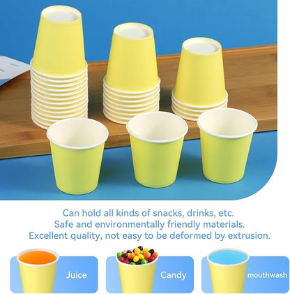 300 Pack 3oz Yellow Paper Cups,Mouthwash Cups, Disposable Bathroom Cups,Small Paper Cups 3oz Ideal for Bathroom,Supermarket,Birthday Party,Picnic and BBQ