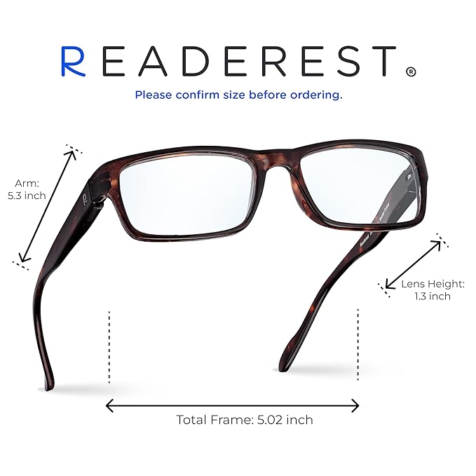 Readerest 2.5 Blue Light Reading Glasses - Lightweight Computer Glasses - Eye Strain, UV Glare Protection (Bourbon+Tortoise)