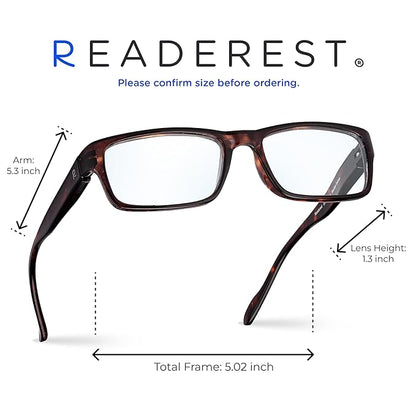 Readerest 2.5 Blue Light Reading Glasses - Lightweight Computer Glasses - Eye Strain, UV Glare Protection (Bourbon+Tortoise)