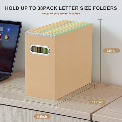 Oterri Cardboard File Organizer Box for Hanging File Folders Letter Size,File Box for Computer Desk,File Cabinet,Working Home,Office,Classroom (Brown, Letter Size - 8 Packs)