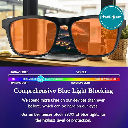 2 pack 99% Blue Light Glasses Men Woman, Computer Gaming Glasses Men, Blue Ray Filtering Amber Lens Anti Eye Strain
