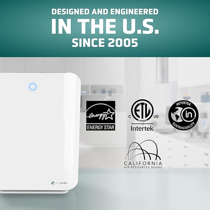 GermGuardian HEPA Air Purifier for Home, Large Rooms up to 1760 Sq. Ft. with HEPA Air Filter & UV-C Light, Zero Ozone Verified, AC5900WCA, White