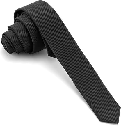 Skinny Ties Black Ties For Men and Women Solid Pure Color 1.58" (4CM) Plain Formal Slim Neckties