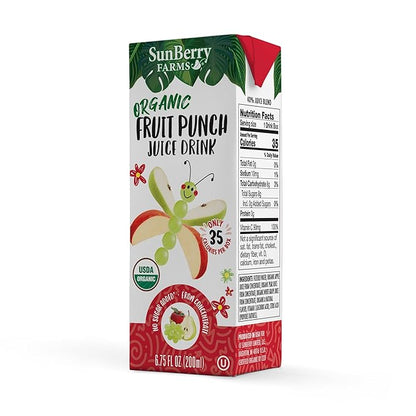 Sunberry Farms Organic Variety Pack Juice Boxes 6.75 fl oz (36 Pack) | Apple, Fruit Punch & Grape | USDA Organic Kids Drinks | No Artificial Flavors or Colors | Lunch Box Ready | Shelf-Stable