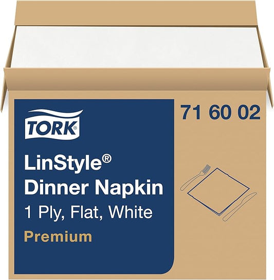 Tork LinStyle Dinner Napkin White, Flat Pack, 1 x 1000 Napkins, 716002
