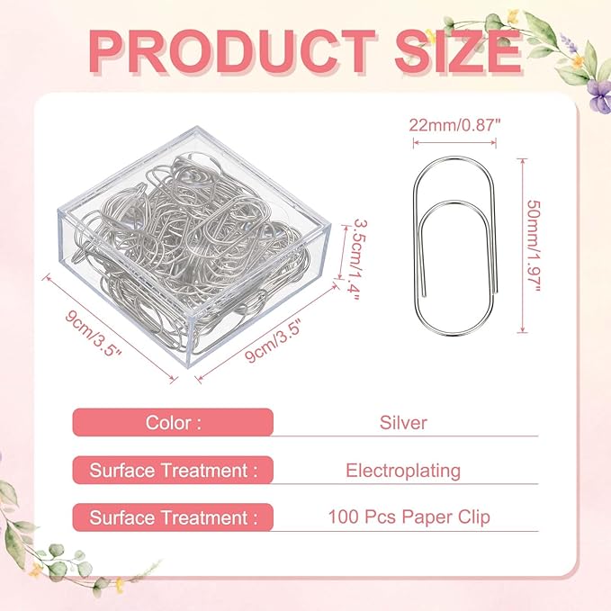 PATIKIL 100 Pcs Paper Clip, 2inch Non-Skid Metal Paper Clamp Clips Large for Office Supplies Craft Scrapbook Document Note Sorting, Electroplating, Silver