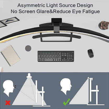 ONWAY Curved Monitor Light Bar with Wireless Remote,Monitor Light Bar with Auto-Dimming and Camera Base,Applicable to All Screens. No Screen Glare,for (Basic)