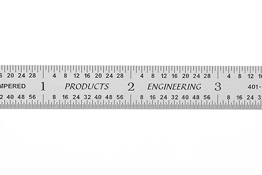 PEC Tools 6" Flexible Metal Ruler, Made from Premium Stainless Steel, 4R Graduation (1/8", 1/16", 1/32", 1/64"), Fully Hardened and Tempered Machinst Rule, Made in USA