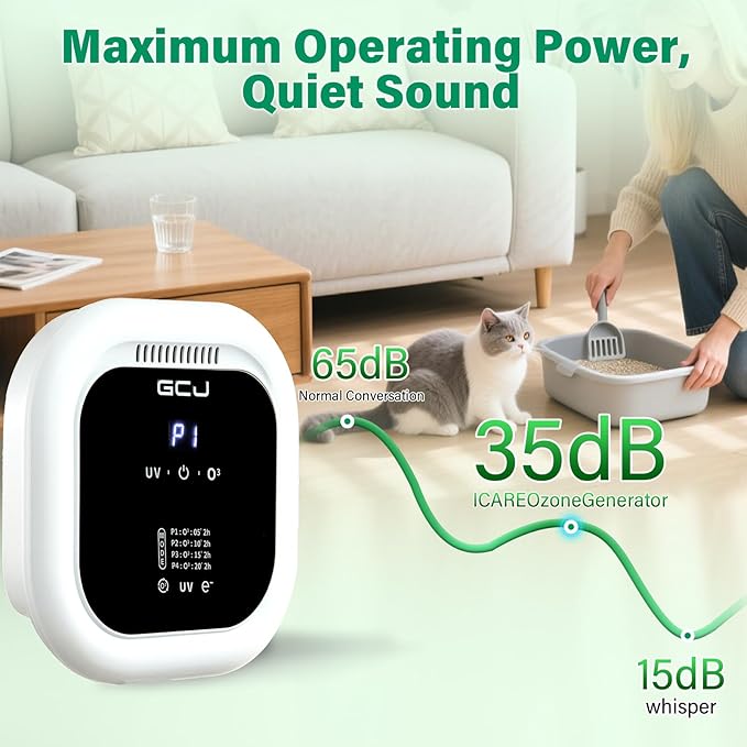 GCJ Mutil function Air Purifier for Pets,Pet air purifier purify Odor with Negative Ions and Ozone Quiet ,323ft²,Compact Small Portable Ionizer for Classroom,Toilet, Closet, Room,Office