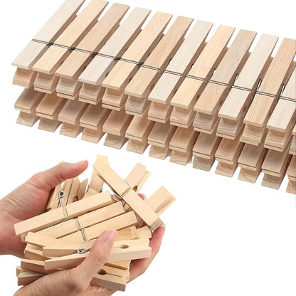 Clothes Pins Wooden, 46 Pack, 3.55 Inch, Natural Wood,Rust Resistant Clothespins, Heavy Duty Clothes Pins for Laundry,Clothes Pins for Craft, Wooden Clips for Pictures