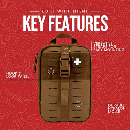 MY MEDIC MyFAK Standard - Ifak First Aid Kit - HSA FSA - 132 Life Saving Trauma and Medical Items - Survival Kit for Camping or Your Car - Coyote