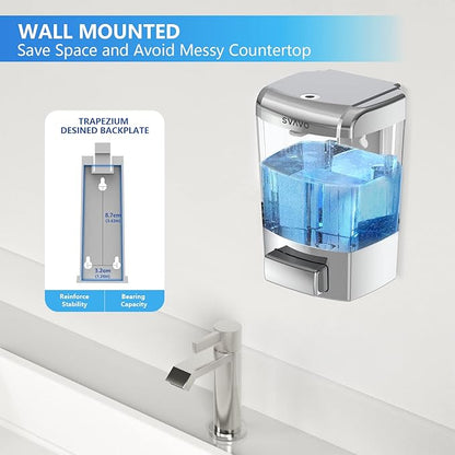 SVAVO Wall Mounted Soap Dispenser Kitchen Bathroom Manual Soap Dispenser Refillable Hand soap Dispenser for Liquid Contianers Shampoo Gel Chamber for Household Commerical 23.7oz (700ml) ABS