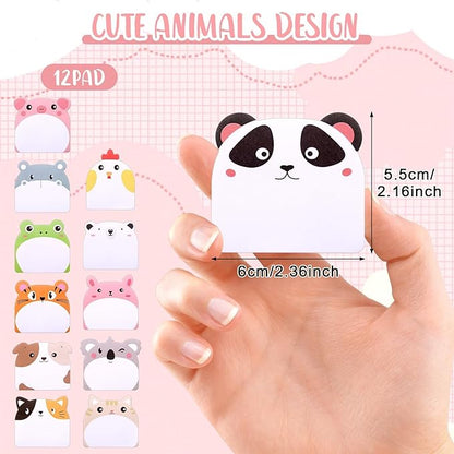 Cute Sticky Notes - 12 Animal Designs, 360 Sheets for Party Bags & Favors