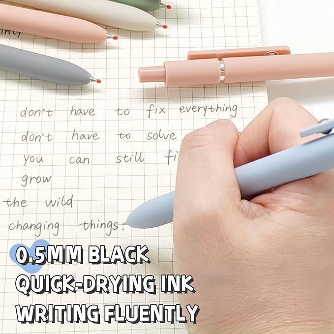 Gel Pens, 10Pcs 0.5mm Black Ink Pens Fine Point Smooth Writing Pens, High-End Series Retractable Pens for Journaling Note Taking, Cute Office School Supplies Gifts for Women (10 Pcs Morandi)
