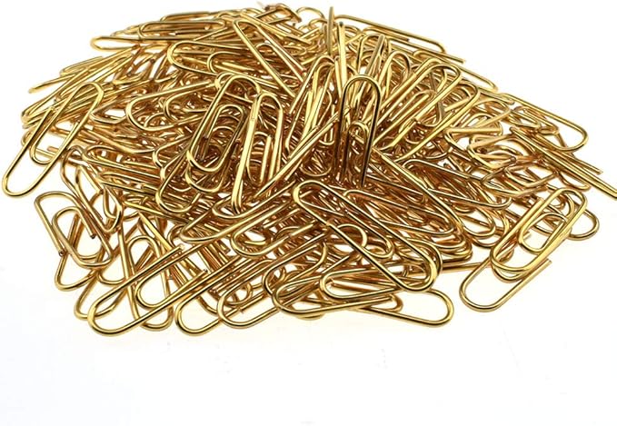 HAHIYO Paper Clips 1.1 inches (28mm) Length Gold Paperclips Bright Colors Vinyl Coated Prevent Scratching Tearing The Pages Sturdy for Bookmark Organize Home Office School 150 Pack