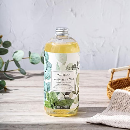 ROMIIE ZOI Liquid Hand Soap Refills, Eucalyptus & Mint, Gentle & Moisturizing Formula, 750 ML/ 26 FL OZ