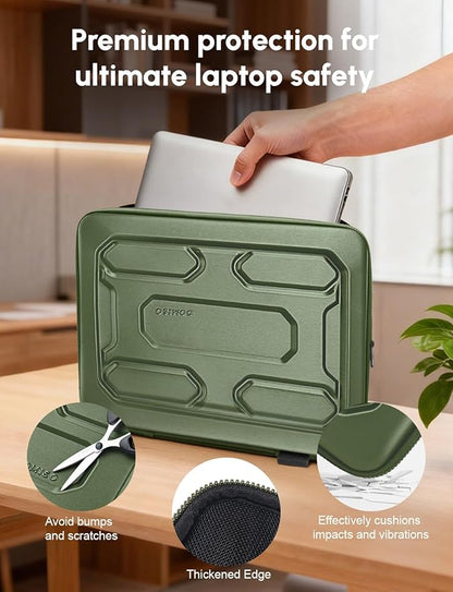DOMISO 17 inch Laptop Sleeve Shoulder Bag Shockproof Computer Bag Waterproof EVA Protective Carrying Case for 17.3" MSI GS73VR Stealth Pro/HP Envy 17/LG Gram 17"/ROG Strix GL702VS,Green