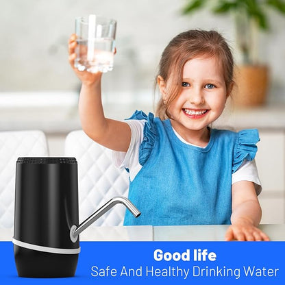 2-5 Gallon Portable Water Dispenser, Water Bottle Pump Rechargeable for 5 Gallon with Silicone Cap, Automatic Drinking Water Jug Dispenser (Black)