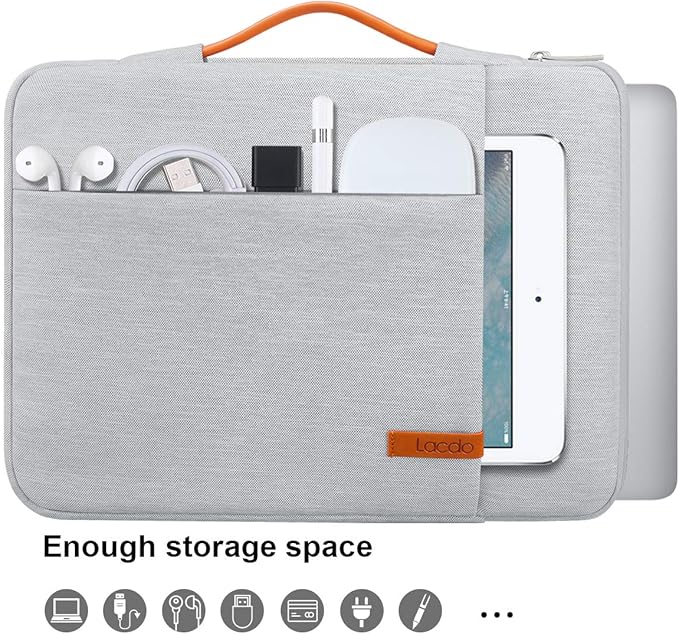 Lacdo 360° Protective Laptop Sleeve Case for 14 inch New MacBook Pro M5/M4/M3/M2/M1 Chips Pro Max A3434 A3112 A3401 A3185 A2918 A2992 2025-2021 | 13.8" Surface Laptop 7th Copilot+PC Computer Bag, Gray