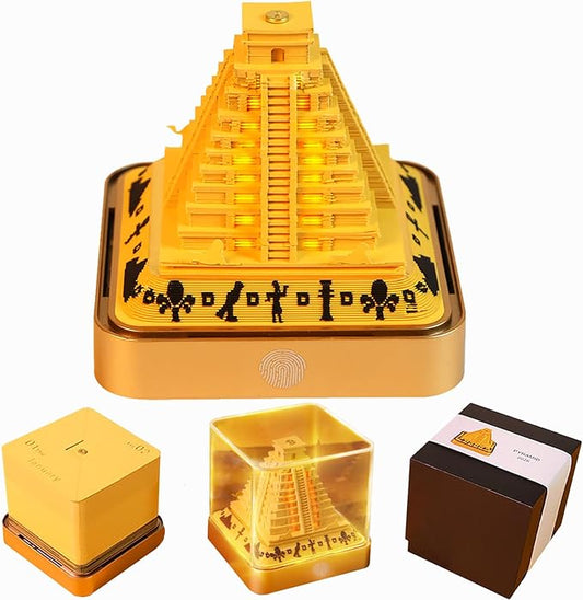 3D Time Piece Calendar 2026 DIY Calendars Tear Away Carving Art 3D Memo Pad Calendar With LED Lights sculpture artsy pads calendar notepad for Desktop Decor-Pyramid
