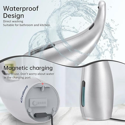 Adjustable Automatic Soap Dispenser Touchless, 4 Adjustable Levels Touchless Sensor Liquid Soap Pump，300ml Rechargeable Magnetic Charging Hand Soap Dispenser for Kitchen，Bathroom