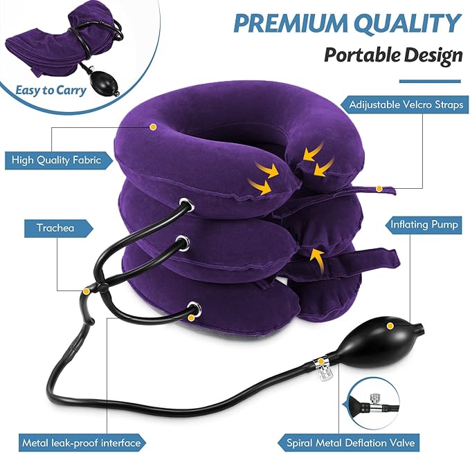 Neck Stretcher, Neck Traction Device, Neck Pain Relief, Adjustable Inflatable Neck Brace & Neck Stretcher Cervical Traction, Neck Decompression Home Use