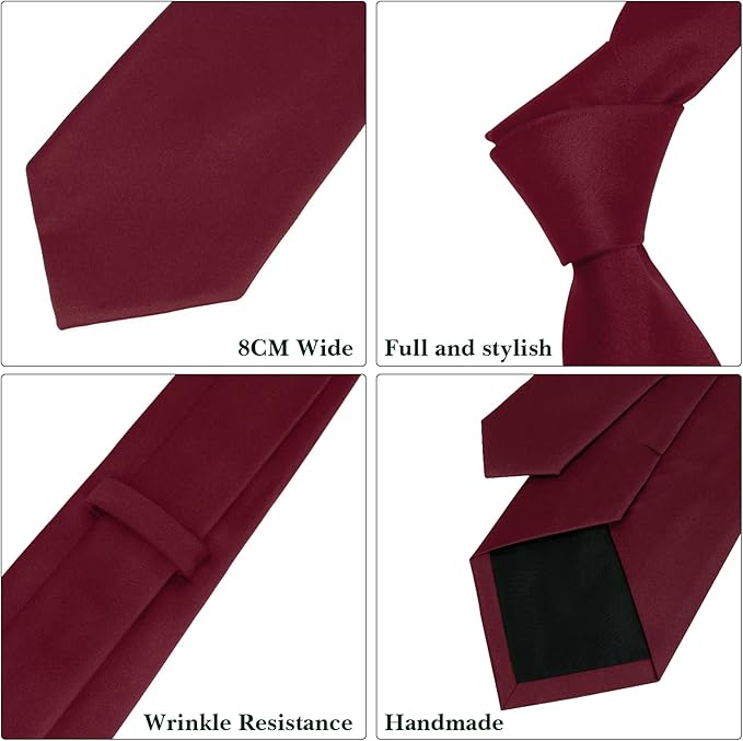 Men's Ties Solid Pure Color 3.15" (8CM) Necktie Plain Formal Business Wedding Black Ties For Men