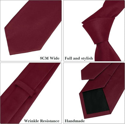 Men's Ties Solid Pure Color 3.15" (8CM) Necktie Plain Formal Business Wedding Black Ties For Men