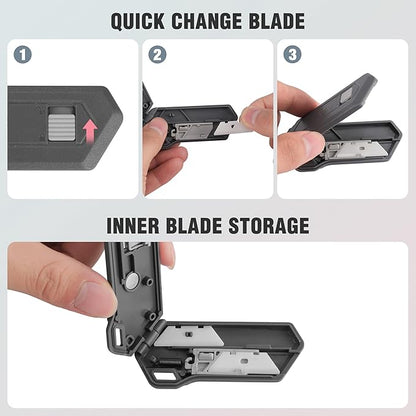 WORKPRO Ceramic Small Safety Box Cutter, Automatic Rebound Mini Letter Opener, Quick Change Retractable Blade Razor Knife, with Extra Blades
