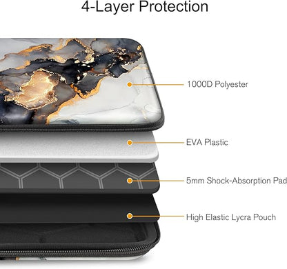 FINPAC Hard Laptop Sleeve Case for 13 inch MacBook Air M4 2025 M3 2024, 14 inch MacBook Pro M5/M4/M3/M2 A3401 A3185 A2918 A2992, 13'' Air/Pro, Waterproof Case for Dell, Surface Laptop, Cloudy Marble