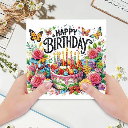 6PCS Diamond Art Painting Greeting Cards,Happy Birthday Cards with Envelopes,DIY Card Making Kits Thank You Card Arts Crafts for Birthday