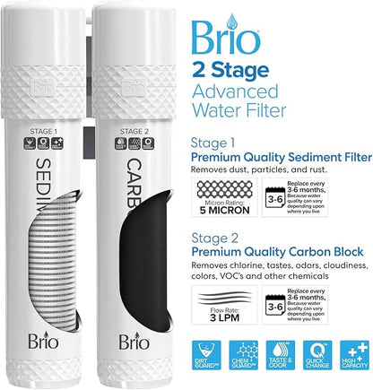 Brio Self-Cleaning Countertop Bottleless Water Cooler Dispenser - with 2-Stage Water Filter and Installation Kit, Tri Temp Dispense, UV Cleaning - Black