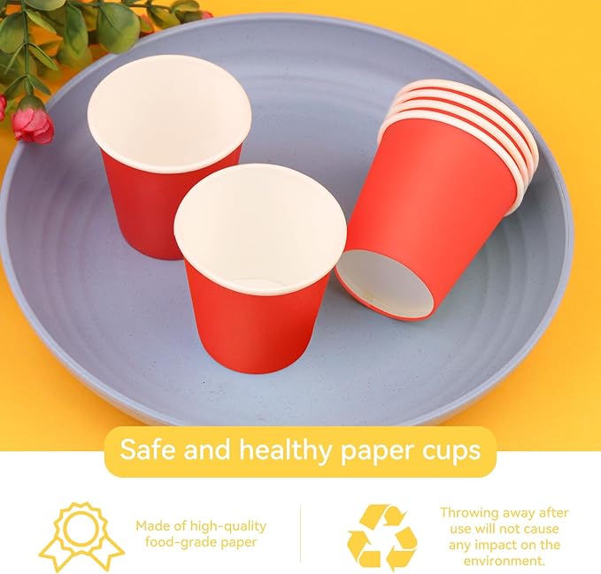 50 Pack 3oz Red Paper Cups,Mouthwash Cups, Disposable Bathroom Cups,Small Paper Cups 3oz Ideal for Bathroom,Supermarket,Birthday Party,Picnic and BBQ