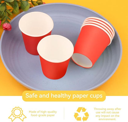 50 Pack 3oz Red Paper Cups,Mouthwash Cups, Disposable Bathroom Cups,Small Paper Cups 3oz Ideal for Bathroom,Supermarket,Birthday Party,Picnic and BBQ