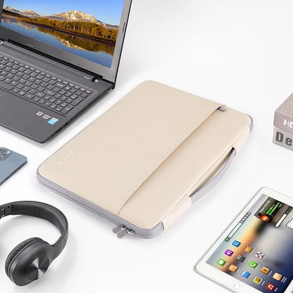 DOMISO 15.6 inch Laptop Case Sleeve Protective Cover Compatible with 16 inch MacBook Pro M4 M3 M2/Pro Max,15.6-16 inch HP Dell ASUS Lenovo Chromebook,Waterproof Computer Cases Bag with Handle,Beige