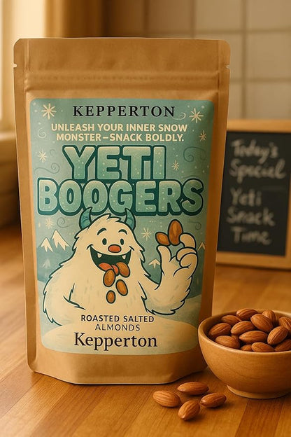 Kepperton YETI BOOGERS Gourmet Roasted Almonds - Hilarious Gag Gift Snack for Birthdays, White Elephant, Holidays & Prank Lovers - Unique, Crunchy Fun