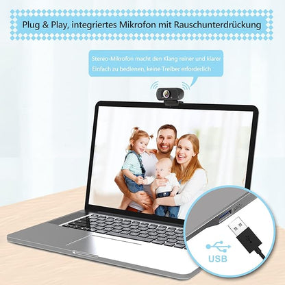 ToLuLu 1080P Webcam with Microphone, HD Webcam Web Camera with Tripod Stand, Widescreen USB Computer Camera, Streaming Mic Web cam for Online Calling/Conferencing,Facetime/YouTube Desktop Laptop PC