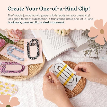 30 Set Sublimation Paper Clips Blanks Bulk, Jumbo Sublimation Acrylic Paperclip Bookmark Clips with 30Pcs Back Card for Heat Transfer DIY Crafts, Office School Supplies, Back to School Gifts