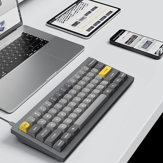 Keychron Q4 Wired Custom Mechanical Keyboard, 60% Layout QMK/VIA Programmable Macro with Hot-swappable Gateron G Pro Red Switch Double Gasket Compatible with Mac Windows Linux (Gray)