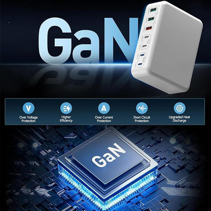 200W USB C Charger Block, 200W GaN 7 Port USB Charging Station PD 65W Laptop Power Adapter Wall Plug, USB C Block Charging Hub Compatible with MacBook Pro/Air/iPhone 16/15/14/13/iPad/Galaxy S24/S23