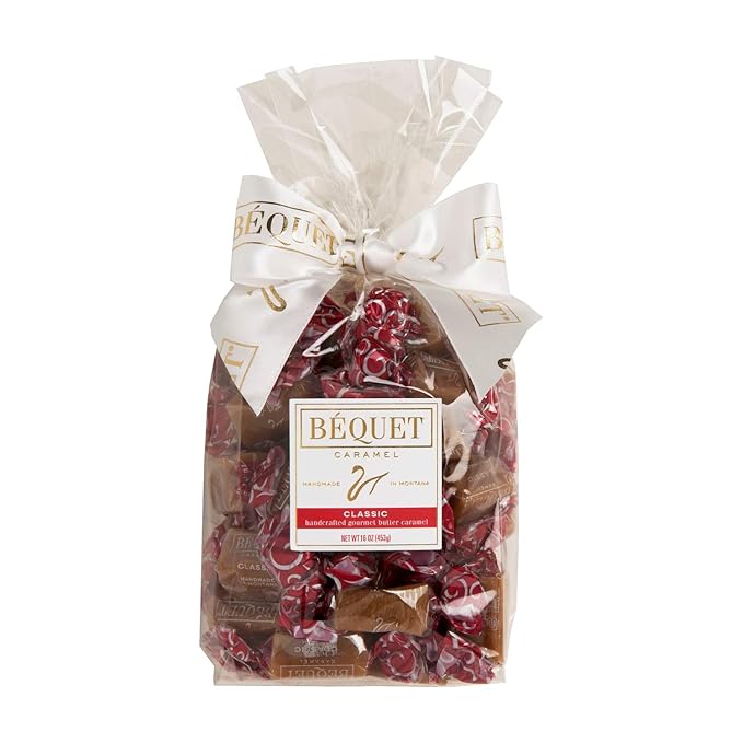 Béquet Caramel - Classic - Caramel Candy Individually Wrapped - Gourmet Caramel Candy - Made in Montana - Kosher (Star D) and Gluten Free - 16oz Gift Bag