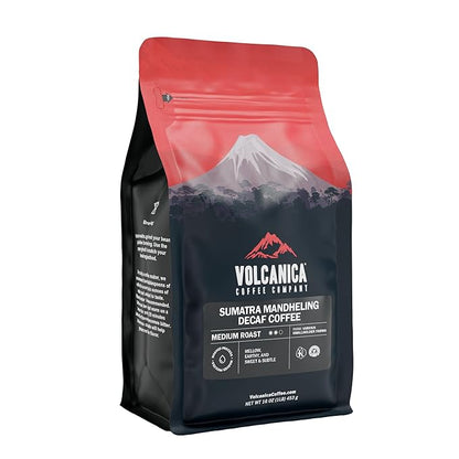 Sumatra Mandheling Decaf Coffee Beans, Whole Bean, Medium Roast, Swiss Water Processed, Rainforest Certified, Fresh Roasted, 16-ounce