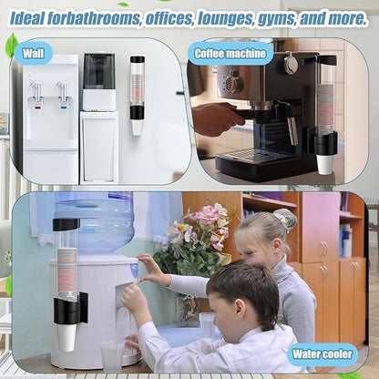 Baderke 2 Pieces Cup Dispenser Pull Type Automatic Remover Fit 7 oz to 12 oz Plastic Water Machine Cup Holder Wall Mount Bathroom Home Office Hospital (Stylish)