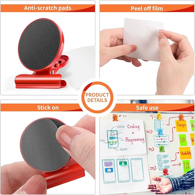 VNDUEEY 22 Pack Colorful Magnetic Clips for Whiteboard, Fridge Magnets Refrigerator Magnets, Magnet Clips for Kitchen & Office Organizing, Magnetic Paper Clip Holder