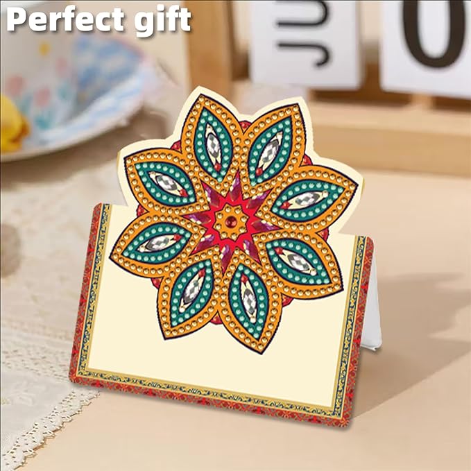 jinglinhh 12pcs DIY Mandala Diamond Art Painting Greeting Cards with Envelopes, DIY Card Making Kits for Adults, Diamond Art Christmas Cards for Birthday Holiday Postcards Craft Gifts