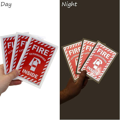 SmartSign Fire Extinguisher Inside Label | 4" x 6" Engineer Grade Reflective, Pack of 3, Made in USA