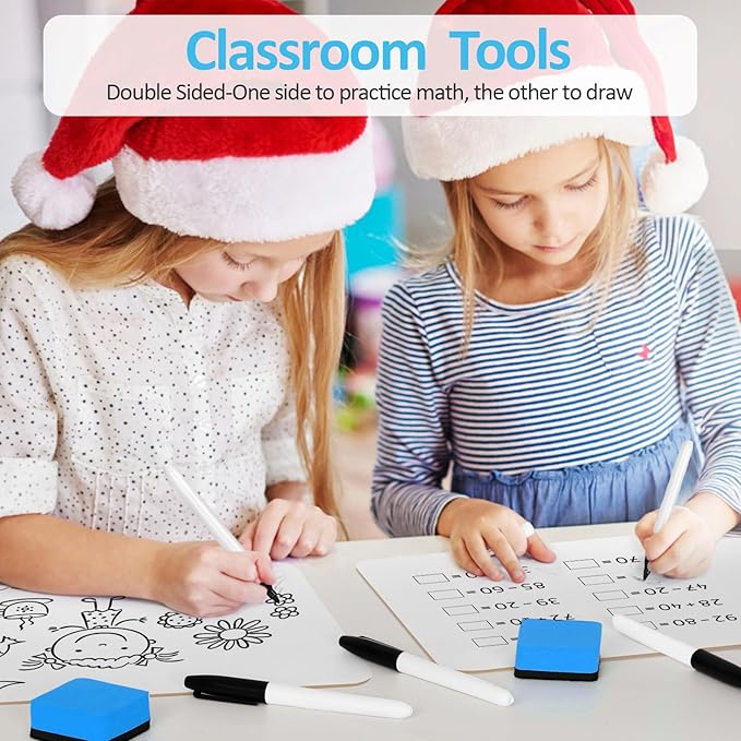 Dry Erase LapBoards, PANDRI 6 Pack Double Sided 12.5 x 9 Inch Whiteboards with 6 Erasers and 6 Markers, Dry Erase Boards for Office Students Classroom Teacher Supplies