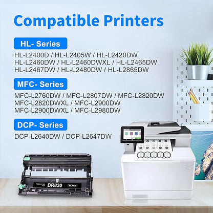 myCartridge Compatible DR830 Drum Unit Replacement for Brother DR830 DR-830 Drum forHL-L2460DW DCP-L2640DW HL-L2405W MFC-L2820DW HL-L2400D HL-L2480DW MFC-L2820DWXL Printer( Black 1 Pack,No Toner)